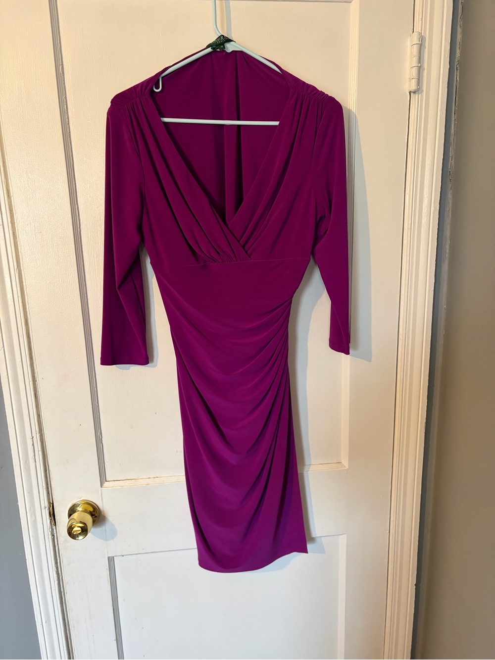 Ralph Lauren Magenta Wrap-Style Midi Dress